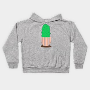 Cute Cactus Design #123: Curvy Cactus In A Natural Colored Pot Kids Hoodie